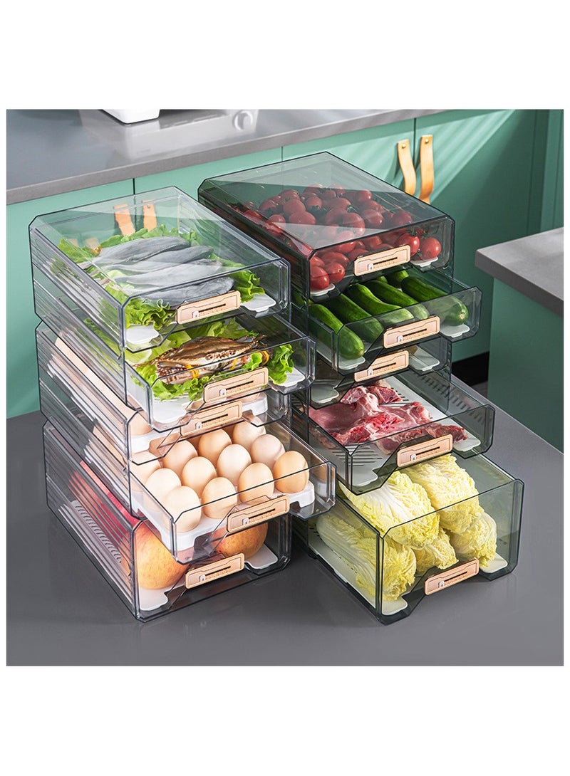 Hihonor Produce Saver Containers for Refrigerator, Refrigerator Organizer Bins with Pull-Out Drawer With Drainboard - Refrigerator Storage Box PET Storage Box Clear Plastic Kitchen Finishing Box - Organization Food Containers - Image 2