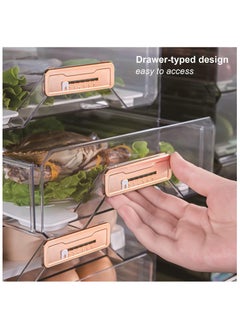 Hihonor Produce Saver Containers for Refrigerator, Refrigerator Organizer Bins with Pull-Out Drawer With Drainboard - Refrigerator Storage Box PET Storage Box Clear Plastic Kitchen Finishing Box - Organization Food Containers  - Image 3