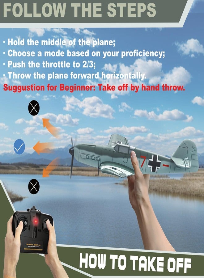 ANBURI RC Plane, 3 Channel BF - 109 Remote Control Airplane, 2.4GHz & 6 Axis Gyro Stabilizer, 2 Batteries Included, Ideal for Adults, Beginners - Image 3