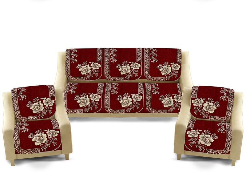 Dazzling DECOR Velvet Sofa Cover 3 Seater and 2 Seater - Premium Sofa Cover 5 Seater Full Cover Set for Couch- Heavy Fabric Sofa Seat Cover Slip Protector, 201_Maroon - Image 2