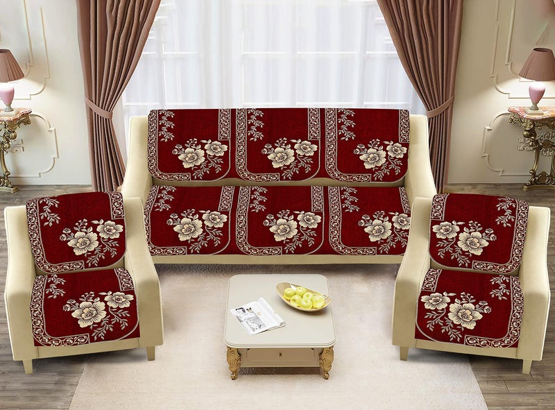 Dazzling DECOR Velvet Sofa Cover 3 Seater and 2 Seater - Premium Sofa Cover 5 Seater Full Cover Set for Couch- Heavy Fabric Sofa Seat Cover Slip Protector, 201_Maroon - Image 1