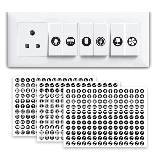 True Flair Trueflair Stickers for Switch Board for Home Wall Switches, Contain All Common Switch Stickers (Black and White - 2) - Image 1