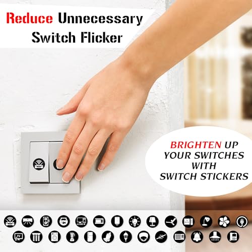 True Flair Trueflair Stickers for Switch Board for Home Wall Switches, Contain All Common Switch Stickers (Black and White - 2) - Image 5