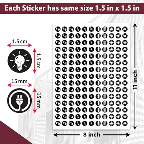 True Flair Trueflair Stickers for Switch Board for Home Wall Switches, Contain All Common Switch Stickers (Black and White - 2) - Image 4