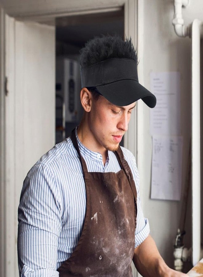 Eforcase قبعة شمسية رجالية مع شعر صناعي، قبعة شمسية مع شعر، شعر مستعار مضحك، قبعات شمسية، شعر مستعار مبتكر، قبعات بيسبول، قبعة جولف، أسود-برتقالي - Image 5