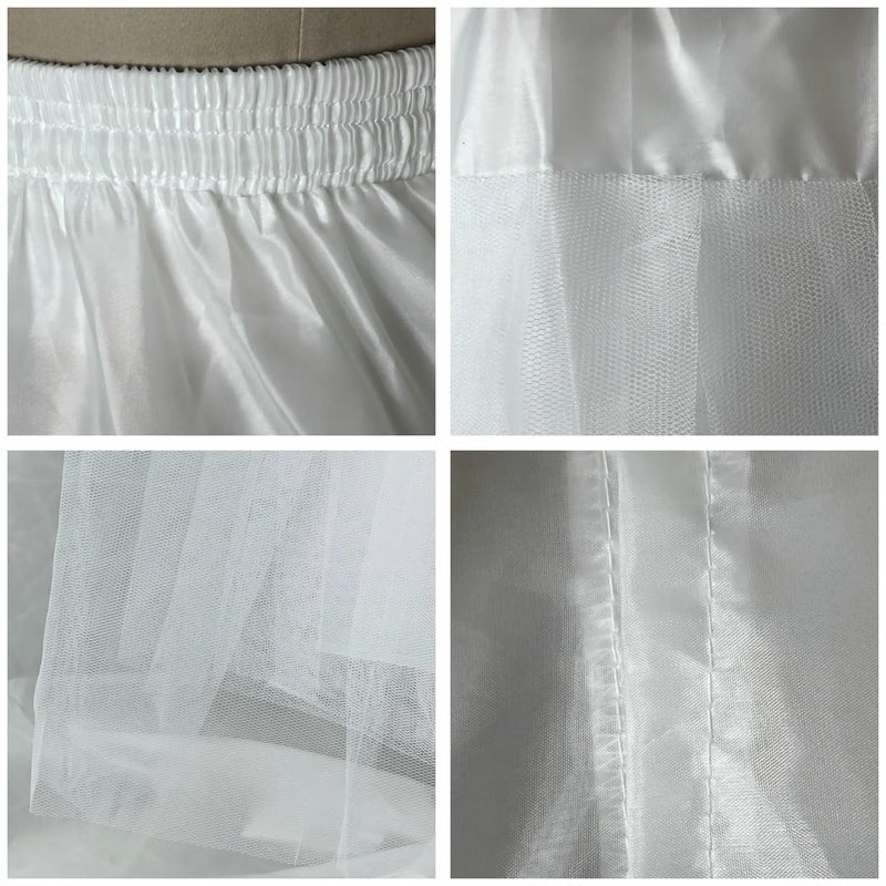 RULTA Women's A-line 4-layer skirt Hoopless Petticoat Crinoline Underskirt White for wedding dress bride's ball dress - Image 4