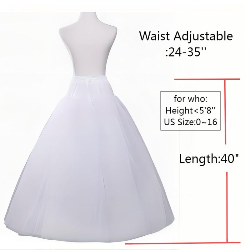 RULTA Women's A-line 4-layer skirt Hoopless Petticoat Crinoline Underskirt White for wedding dress bride's ball dress - Image 5