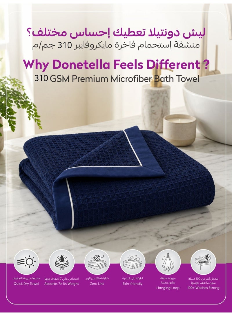 Donetella Bath Towel (1 Piece, 70x140 cm) – Microfiber 310 GSM Waffle Weave Ultra Soft Highly Absorbent Quick Dry Bathroom Towel for Home, Gym, Spa & Travel - Image 2