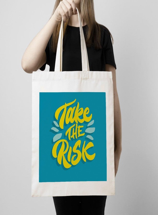 ARTBUG Tote Bag for Women with zip, Aesthetic Canvas tote bag for college girls, office, stylish and reusable - Take the Risk - D No - 012 - Image 3