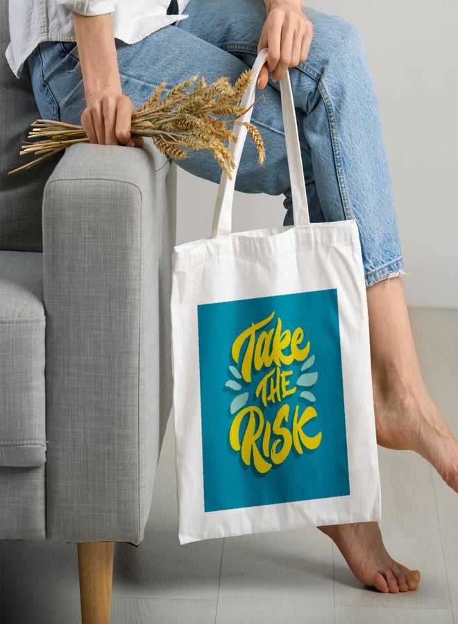 ARTBUG Tote Bag for Women with zip, Aesthetic Canvas tote bag for college girls, office, stylish and reusable - Take the Risk - D No - 012 - Image 2