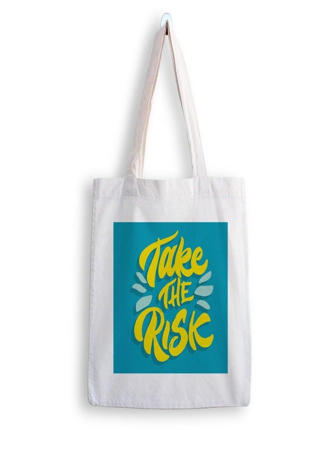 ARTBUG Tote Bag for Women with zip, Aesthetic Canvas tote bag for college girls, office, stylish and reusable - Take the Risk - D No - 012 - Image 1