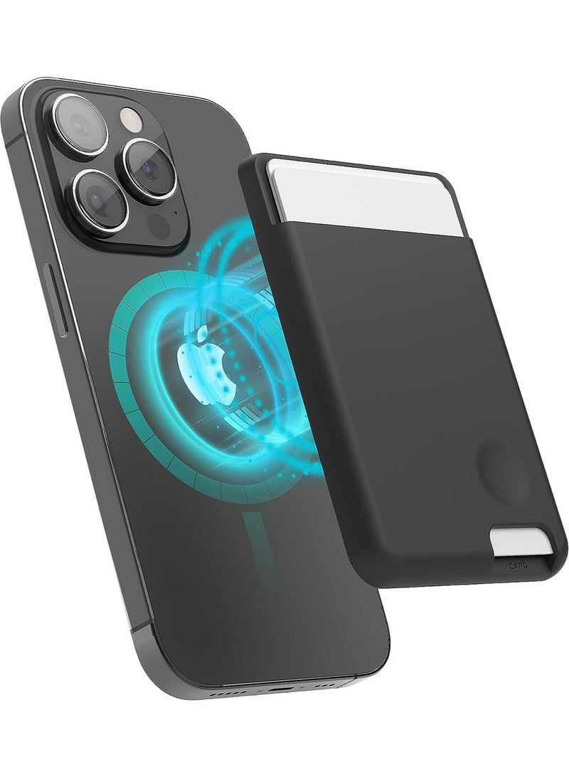 Elago Silicone Card Pocket compatible with MagSafe Wallet [2 Card Holder Slot] - Black 