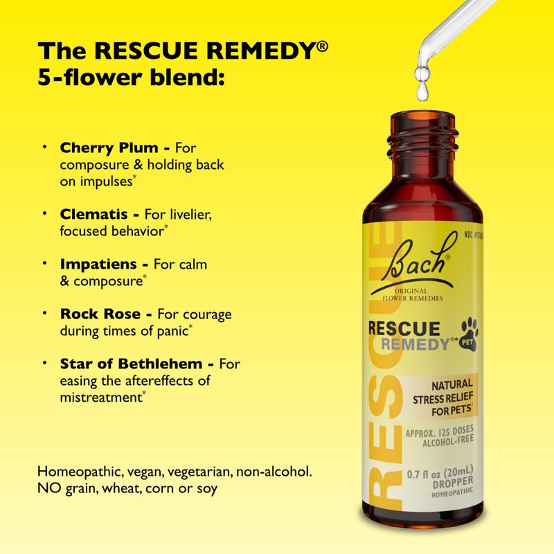Rescue Remedy Pet Dropper - 20mL, Pack of 2 - Stress & Tension Support for Dogs & Cats with Bach Natural Flower Essences - Sedative-Free, Homeopathic Liquid Formula - For All Breeds, Ages & Weights - Image 4