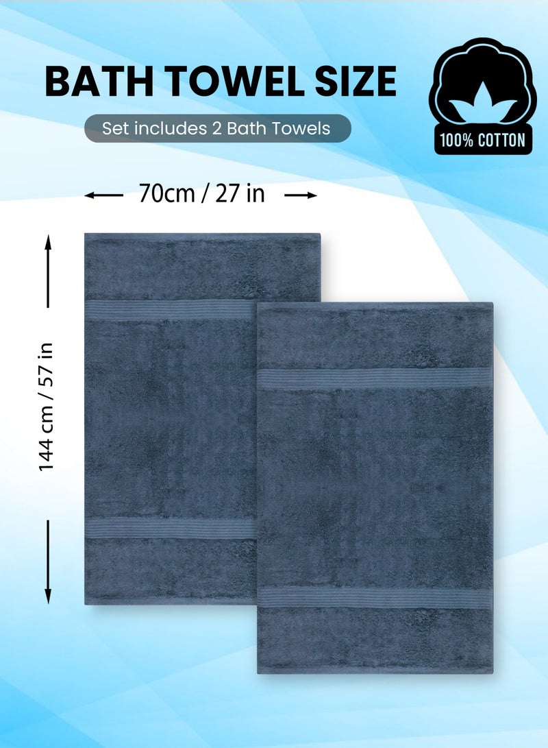 REZLAN UAE طقم مناشف استحمام فاخرة من REZLAN - 600 GSM قطن ممتاز (100×155 سم/40×61 بوصة) - مناشف شاطئ واستحمام - أزرق داكن - Image 3