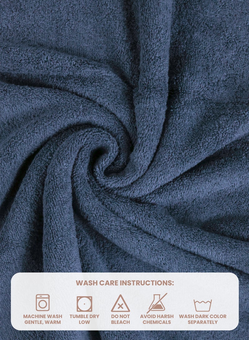 REZLAN UAE طقم مناشف استحمام فاخرة من REZLAN - 600 GSM قطن ممتاز (100×155 سم/40×61 بوصة) - مناشف شاطئ واستحمام - أزرق داكن - Image 5