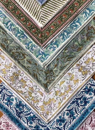 Ridhi Hand Block Print Kitchen Towels Table Décor 20×20 Inch Floral Dinner Cloth Napkins Set of 4 Washable Boho Cotton Square Assorted Border Napkin for Dining Wedding Farmhouse Decoration - Image 2