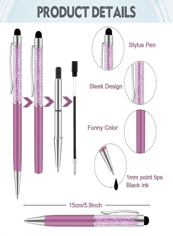 Bunhum 12 Pieces Crystal Pens Glitter Diamond Pens Pretty Journaling Pen Christian Ballpoint Pens Screen Touch Stylus Funny Pen Nice Cute Pens for Women Coworkers Nurse Gift Office School Supplies, Black Ink - Image 2