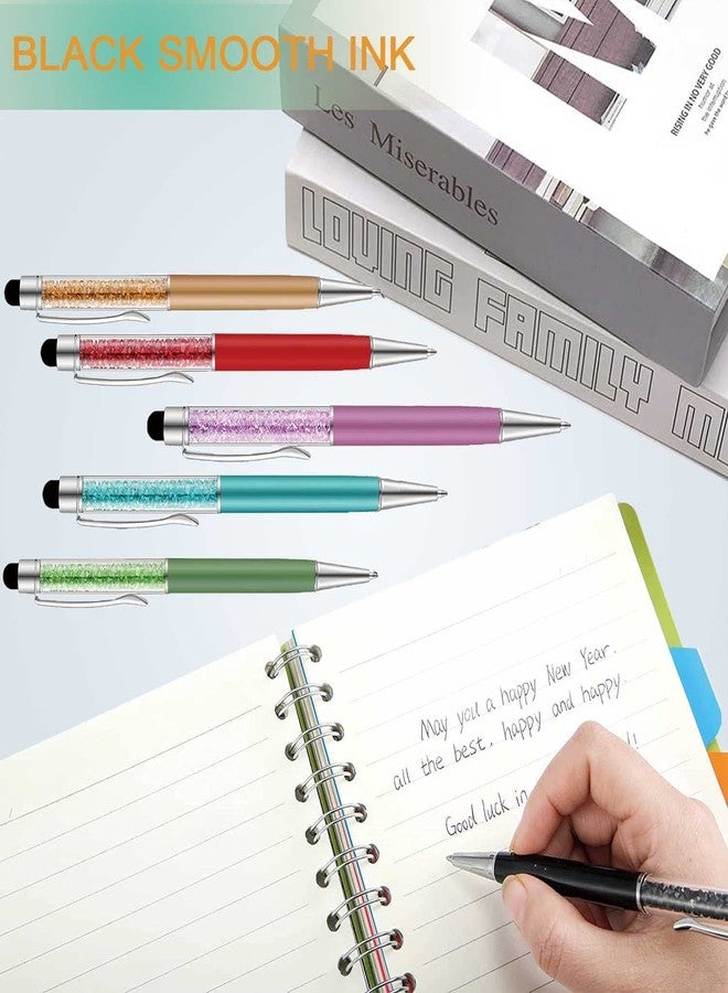 Bunhum 12 Pieces Crystal Pens Glitter Diamond Pens Pretty Journaling Pen Christian Ballpoint Pens Screen Touch Stylus Funny Pen Nice Cute Pens for Women Coworkers Nurse Gift Office School Supplies, Black Ink - Image 3
