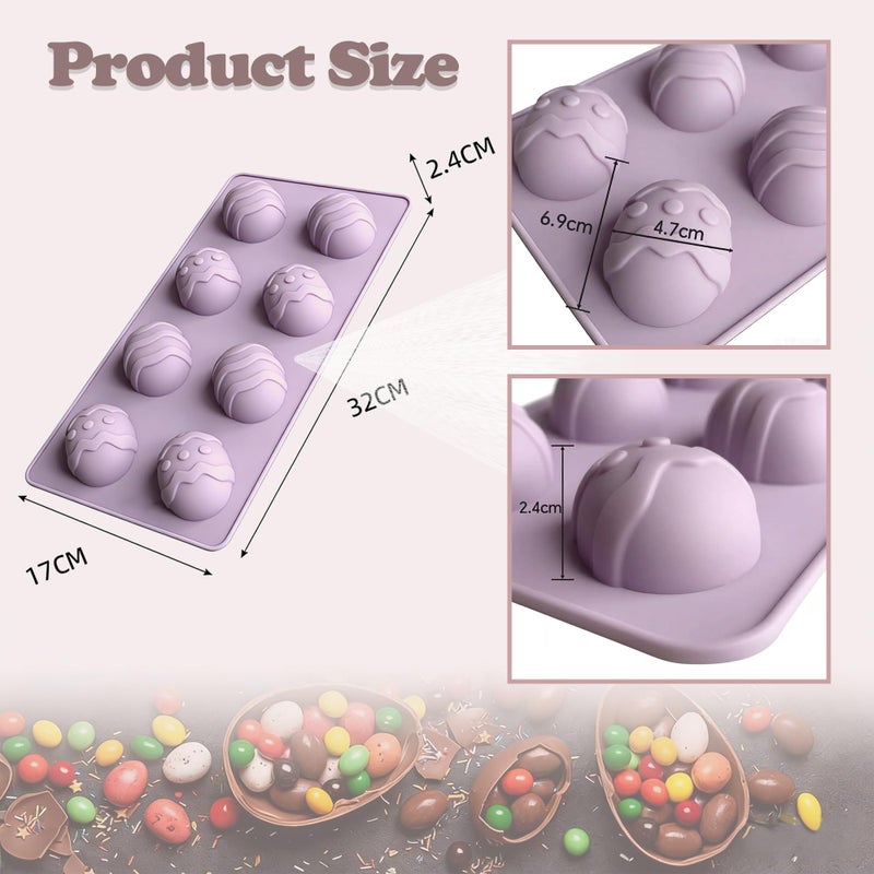 GARBODIY 8 Cavity Easter Egg Silicone Mold, Food Grade Non-Stick Baking Mold for Mousse Cake, Chocolate, Pudding, Jelly, DIY Oskrieel Soap, Easter Dessert Making (2Pack) - Image 5