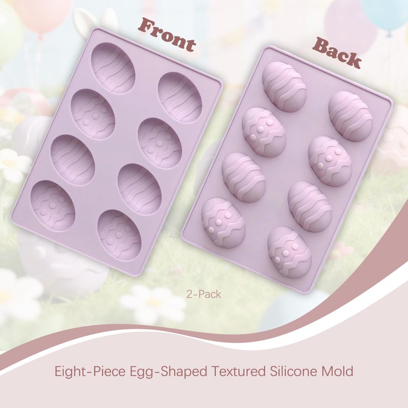 GARBODIY 8 Cavity Easter Egg Silicone Mold, Food Grade Non-Stick Baking Mold for Mousse Cake, Chocolate, Pudding, Jelly, DIY Oskrieel Soap, Easter Dessert Making (2Pack) - Image 2