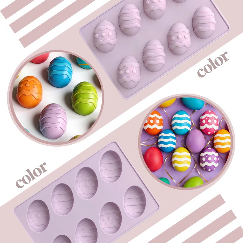 GARBODIY 8 Cavity Easter Egg Silicone Mold, Food Grade Non-Stick Baking Mold for Mousse Cake, Chocolate, Pudding, Jelly, DIY Oskrieel Soap, Easter Dessert Making (2Pack) - Image 4