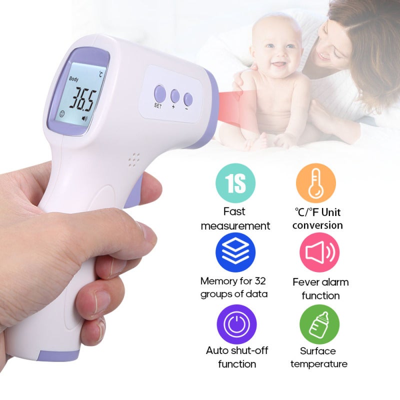Non-Contact Infrared Thermometer: Purple Lightweight Portable Device With 1-Key Mode Switch, Dual Temp Units - Forehead Thermometer for Home Daily & Personal Temperature Measurement - Image 1