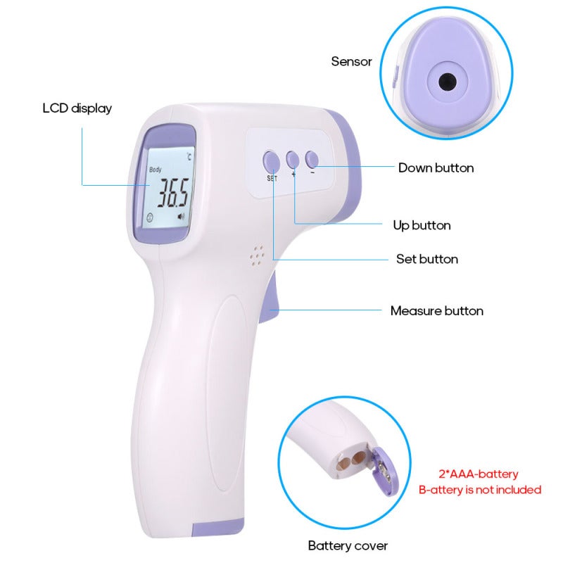 Non-Contact Infrared Thermometer: Purple Lightweight Portable Device With 1-Key Mode Switch, Dual Temp Units - Forehead Thermometer for Home Daily & Personal Temperature Measurement - Image 5