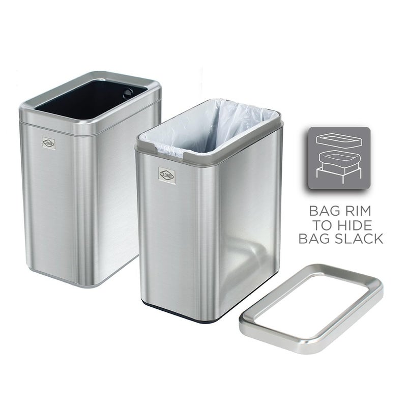 Clorox Slim Open Trash Can - 2.6 Gallon (10 Liter) Small Metal Waste Basket with Removable Bucket for Narrow Spaces - Stainless Steel Garbage Bin for Bathroom, Bedroom, or Office - Image 5