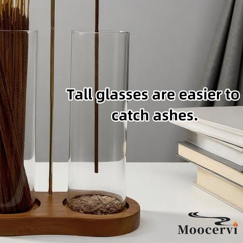 Moocervi Glass Incense Holder,2 in 1 Incense Sticks Burner Holder with Storage,Hang Upside Down Incense Holder for Sticks with Glass Ash Catcher for Meditation Yoga Spa Room Decor (Brown) - Image 5