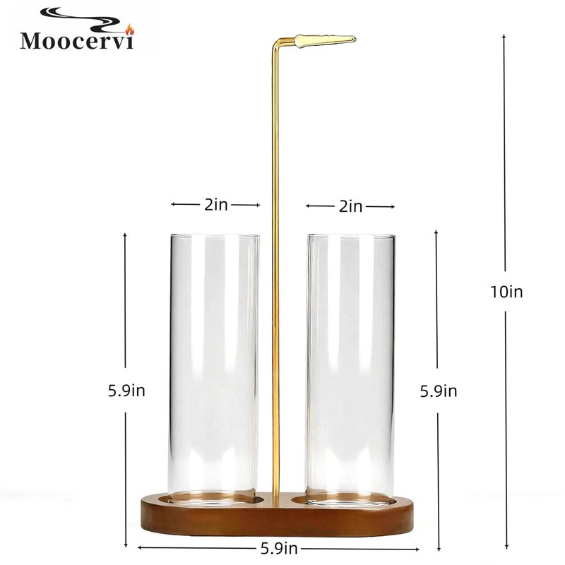 Moocervi Glass Incense Holder,2 in 1 Incense Sticks Burner Holder with Storage,Hang Upside Down Incense Holder for Sticks with Glass Ash Catcher for Meditation Yoga Spa Room Decor (Brown) - Image 3