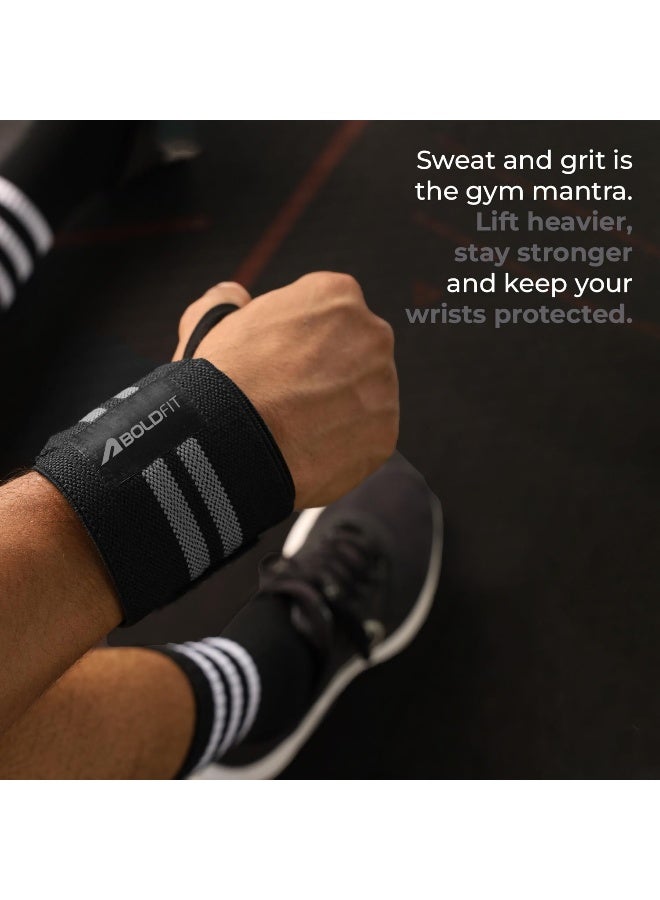 BOLDFIT داعم معصم بوليستر لصالة الألعاب الرياضية حزام معصم للرجال والنساء مع حلقات إبهام ملحقات لتمسك اليد ودعم المعصم أحزمة رياضية لصالة الألعاب الرياضية، رفع الأثقال - (رمادي) - Image 5