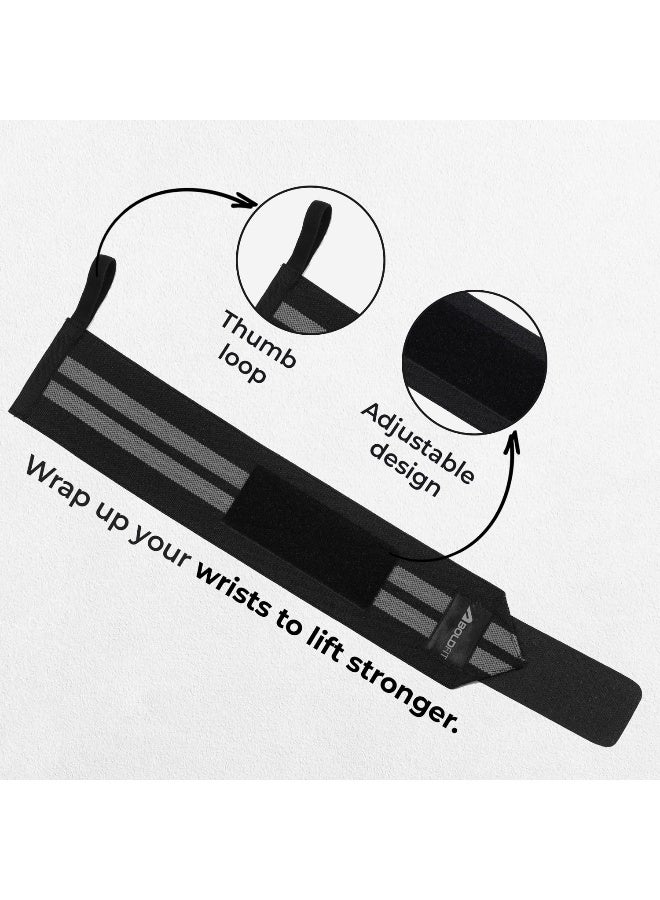 BOLDFIT داعم معصم بوليستر لصالة الألعاب الرياضية حزام معصم للرجال والنساء مع حلقات إبهام ملحقات لتمسك اليد ودعم المعصم أحزمة رياضية لصالة الألعاب الرياضية، رفع الأثقال - (رمادي) - Image 2