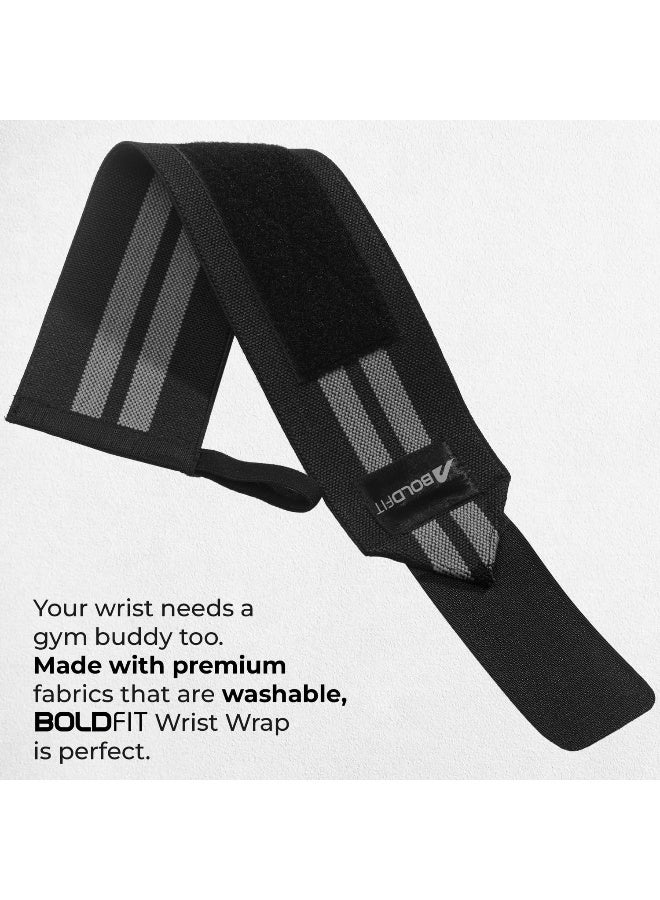 BOLDFIT داعم معصم بوليستر لصالة الألعاب الرياضية حزام معصم للرجال والنساء مع حلقات إبهام ملحقات لتمسك اليد ودعم المعصم أحزمة رياضية لصالة الألعاب الرياضية، رفع الأثقال - (رمادي) - Image 3