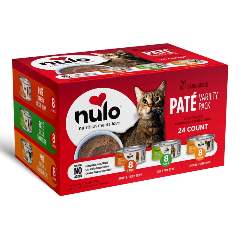 Nulo Variety Flavors Pate Wet Canned Cat Food, 5.5 Ounce (Pack of 24) - Image 1
