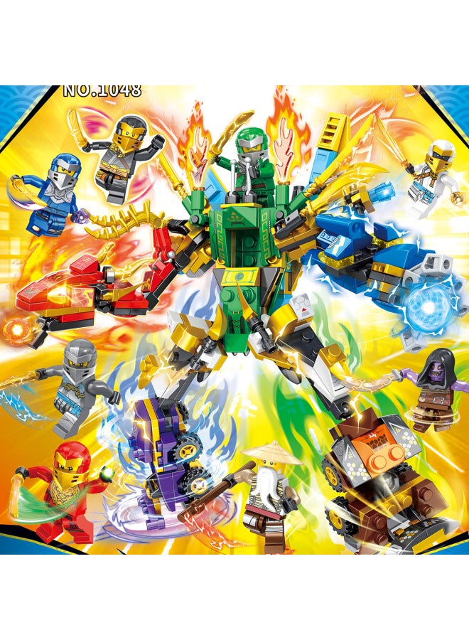 Lewan LW1037 Compatible With Lego Building Blocks Phantom Cool Motorcycle Ninja Racing Combination Mech Combination Transformation-Color:LW1048 (8 Pieces In A Set) God Of War In Troubled Times