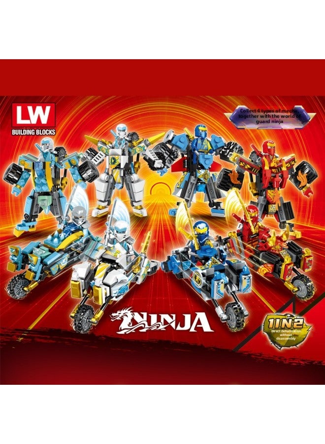 Lewan LW1037 Compatible With Lego Building Blocks Phantom Cool Motorcycle Ninja Racing Combination Mech Combination Transformation-Color:LW1048 (8 Pieces In A Set) God Of War In Troubled Times