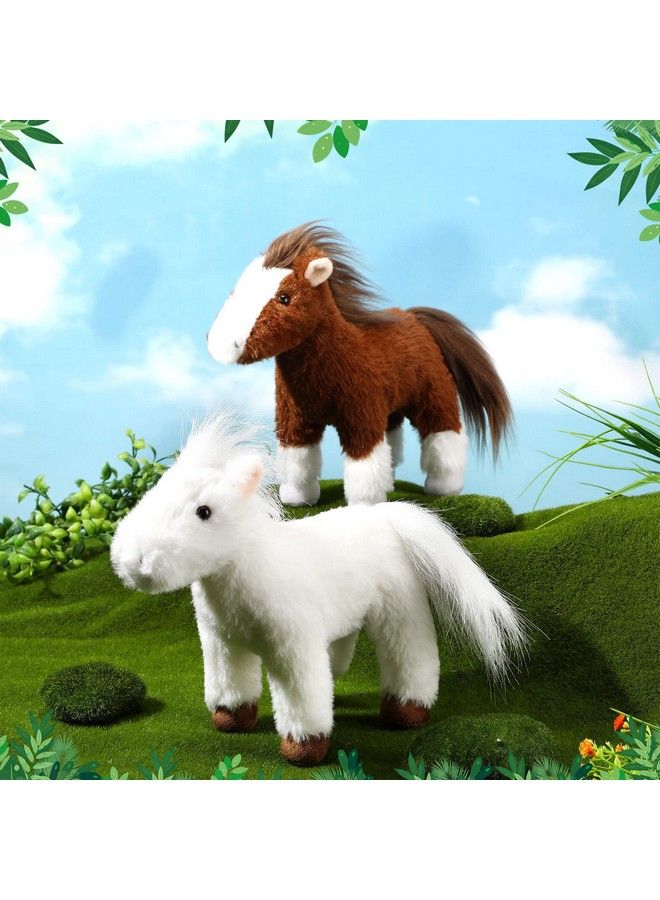 Skylety 4 Pcs Stuffed Horse Toy 8 Inch Horse Plush Stuffed Horse Animals Cute Plush Horse Assorted Stuffed Horse Toy Brown Plush Animals Gifts Party Favors Supplies Decoration (Standing Style) - Image 5