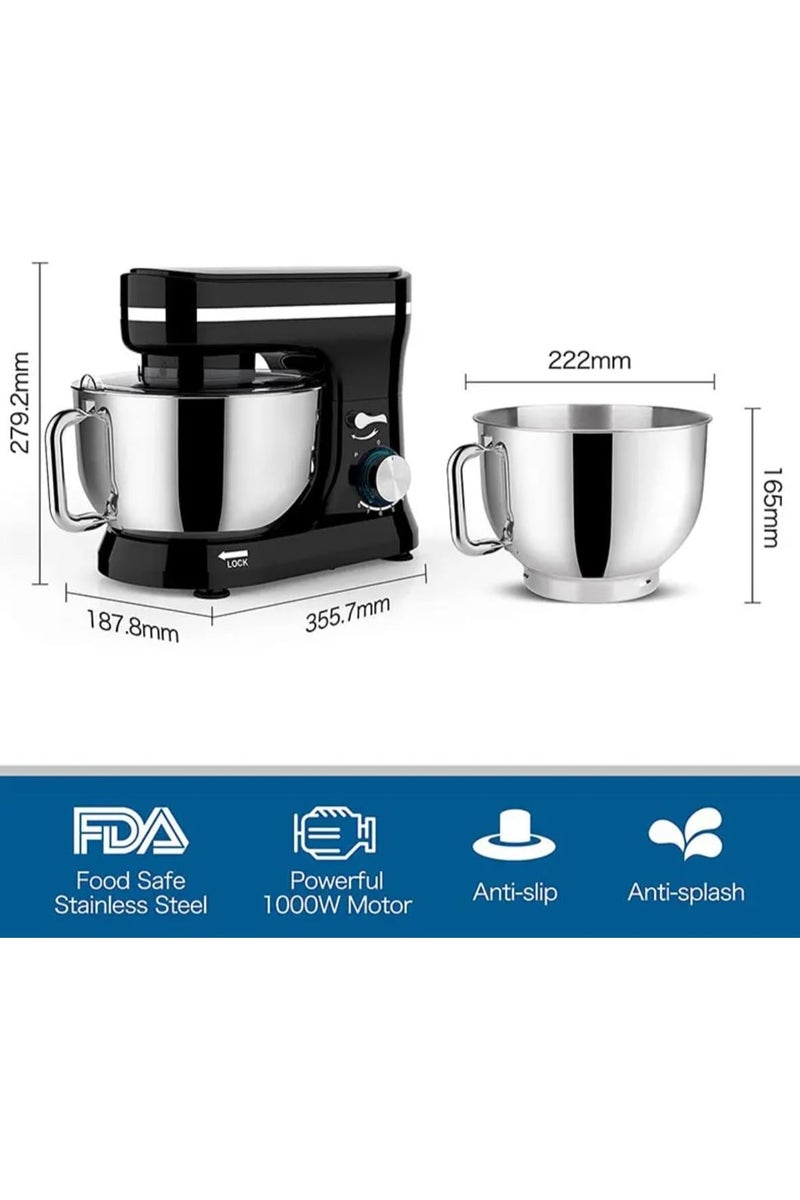 1000W Kitchen Stand Mixer, 4Qt Stainless Steel Mixing Bowl, 3 Attachments Whisk, Dough Hook, Beater), 8 Speed Electric Food Mixer for Baking, Cooking, and Kneading  - Image 2