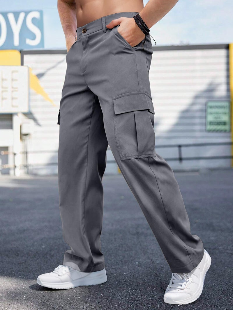Comdecevis Mens Cargo Sweatpants with Multi Pockets Tactical Pants for Men Loose Fit Cargo Work Pants Gray L - Image 3