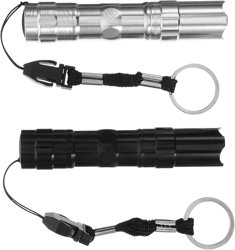 Artibetter 2 Pack Aluminum Alloy LED Flashlight Portable Lightweight Outdoor Torch Black Silver - Image 2