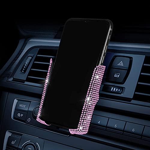 SUNCARACCL Bling Car Phone Holder, 360 Degrees Adjustable Crystal Auto Mount Holder for Dashboard,Windshield and Air Vent (Pink) - Image 1