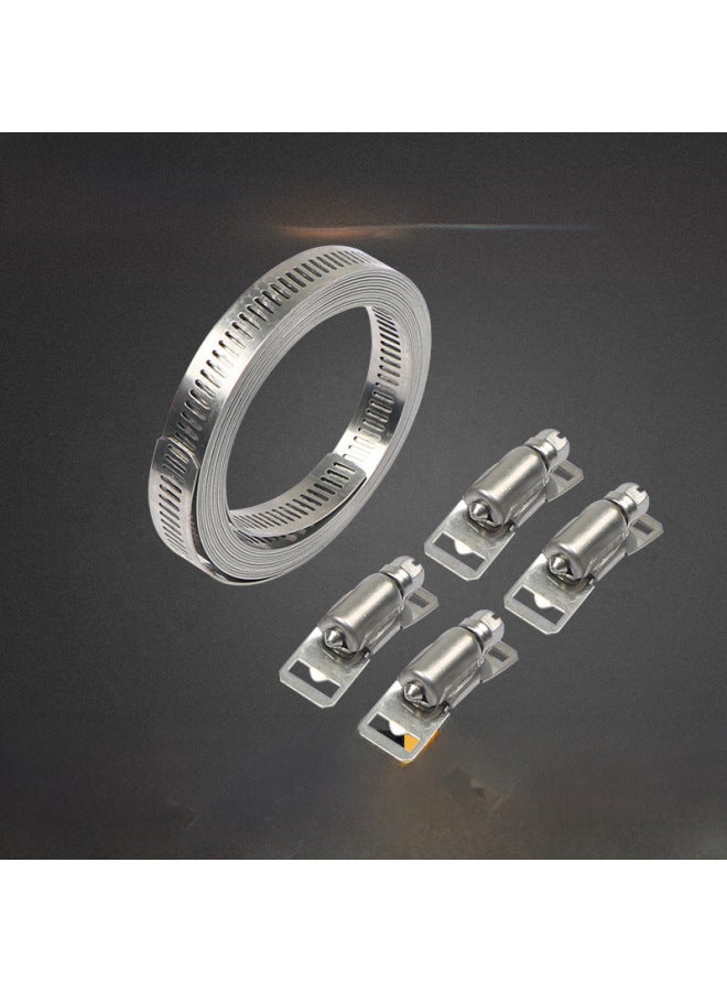 Stainless Steel Full Tooth Steel Strap Self-made American Style Throat Clamp Hug Clamp Perforated Strap Pipe Binding Tying-Specifications And Models:8mm Special Hoop Head (8mm)  - Image 2