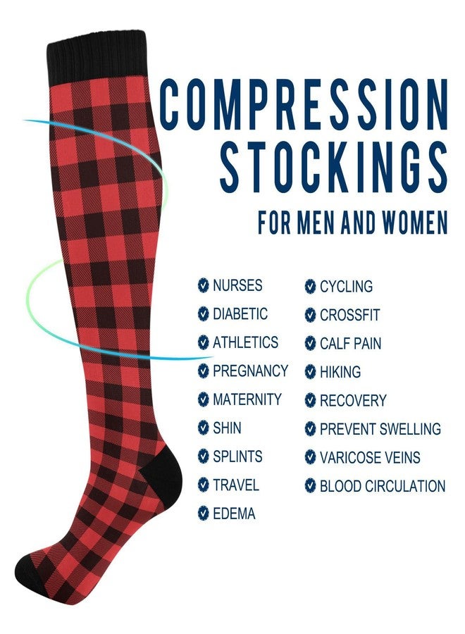 JUNZAN Buffalo Plaid Red Black Knee High Socks Compression Socks for Women Men Kid for Running Sports Nurse - Image 4