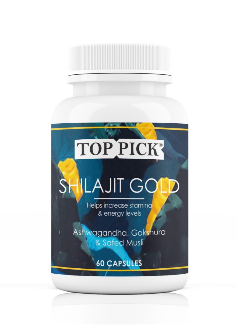 Top Pick Shilajit Gold Maximize Stamina & Energy with 60 Ayurvedic Capsules 
