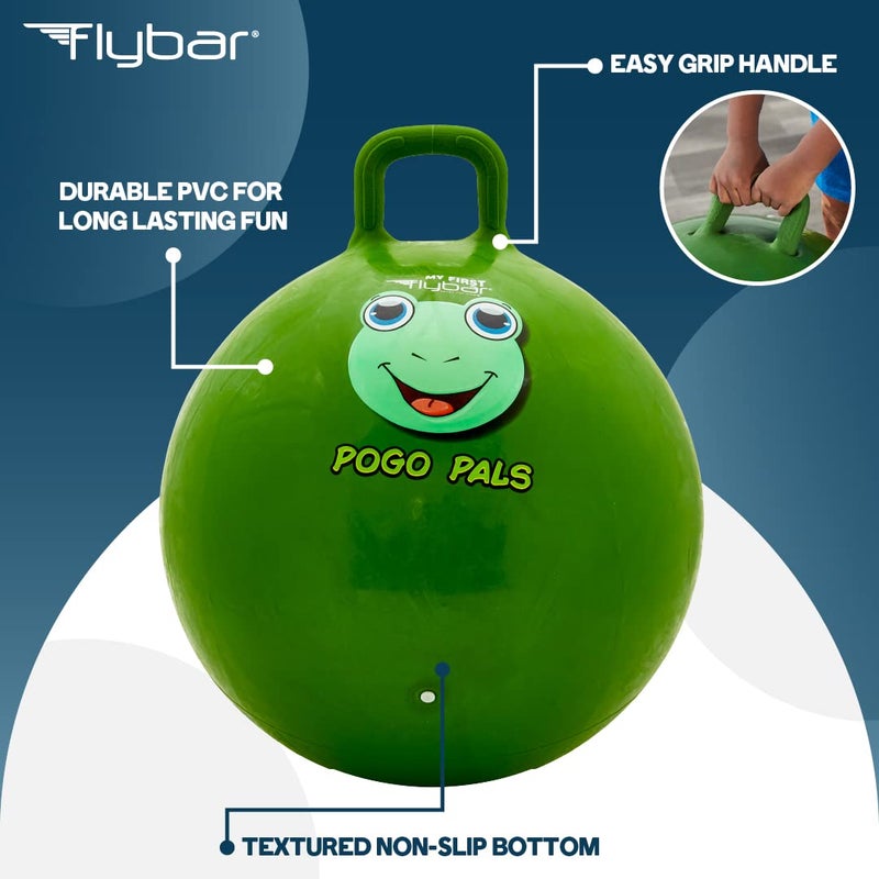 Flybar Hopper Ball for Kids, Inflatable Bouncy Ride-On Ball w/ Handle for Indoor & Outdoor Active Play, Includes Pump, Jump Ball Toy for Boys & Girls, Supports Up to 165 lbs, Ages 3+, 18-Inch, Small - Image 5