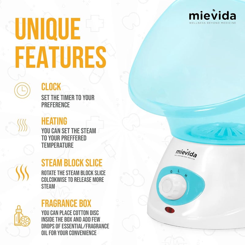 Mievida Steam Vaporizer and Facial Steamer With Two Level Heat Setting and Temperature Control System(Blue) - Image 3
