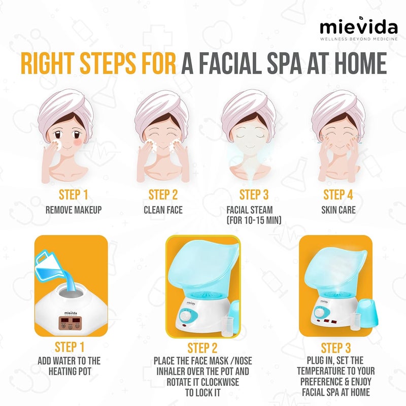 Mievida Steam Vaporizer and Facial Steamer With Two Level Heat Setting and Temperature Control System(Blue) - Image 5