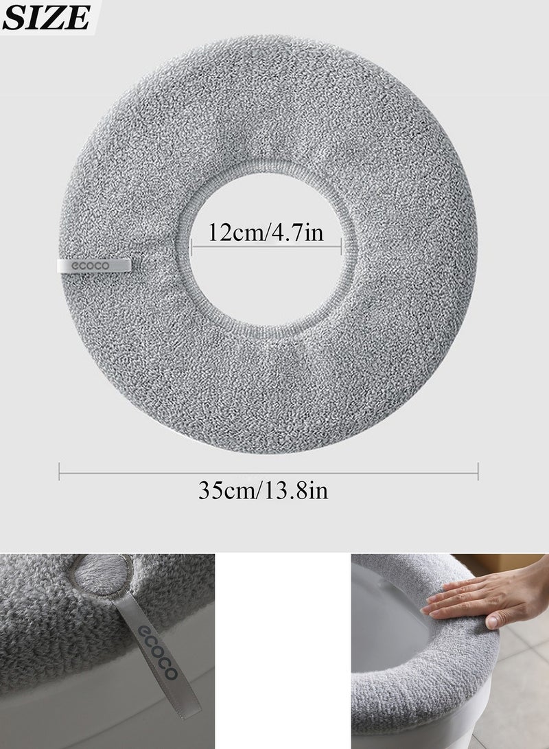 كوكيجو غطاء مقعد مرحاض ناعم وسميك وقابل للتمدد وقابل للغسل، بساط مقعد مرحاض دافئ سهل التركيب والتنظيف (رمادي) - Image 2