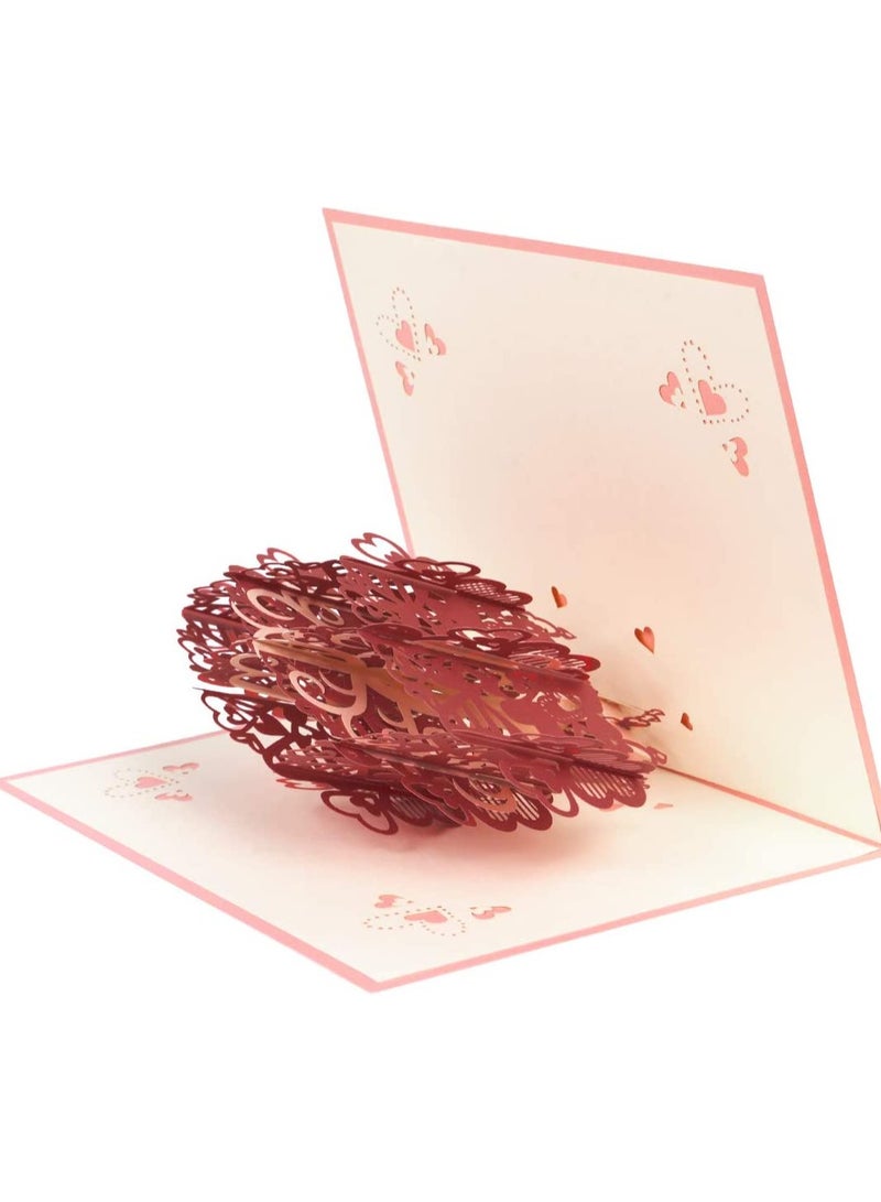 SYOSI 3D Pop Up Card Romantic Lovers with Red Heart Tree Anniversary Wedding Birthday Envelope for Wife Husband Girlfriend Mother  - Image 3
