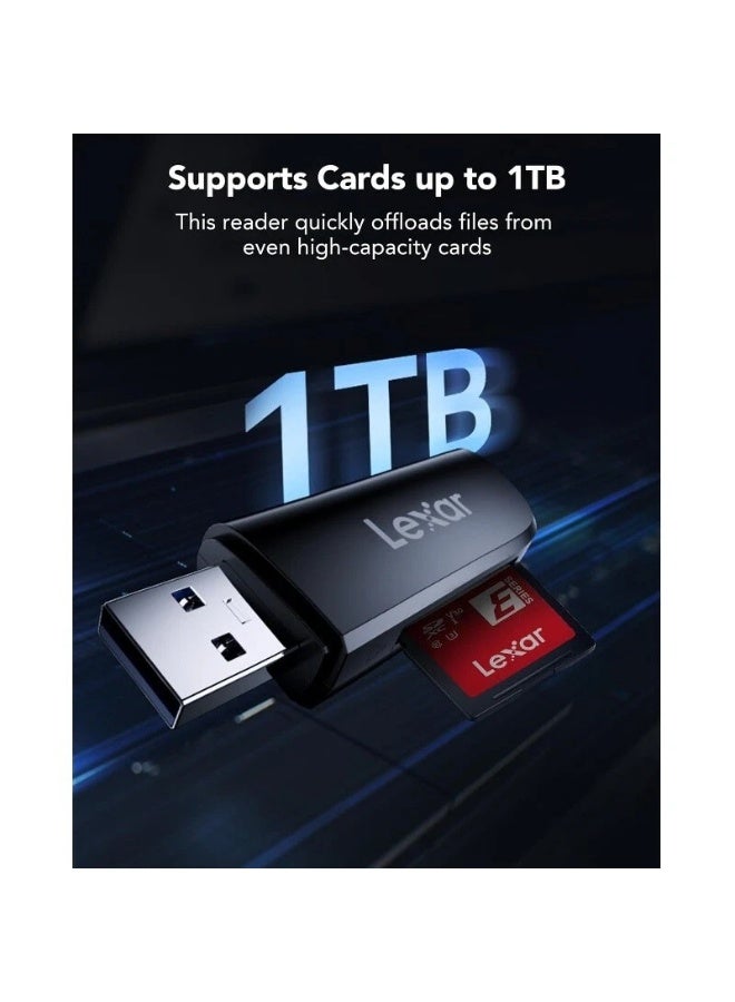 ليكسار قارئ بطاقات SD microSD ثنائي الفتحات LEXAR RW300، USB 3.2 من الجيل الأول بسرعة 104 ميجابايت/ثانية، 2 في 1 USB-A - Image 3